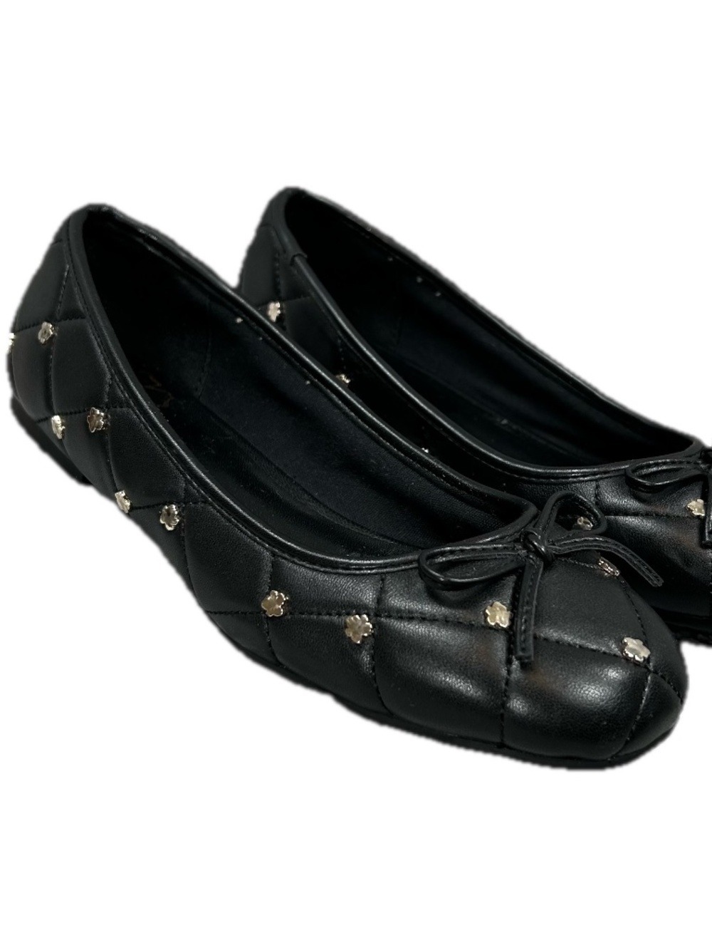 Ted Baker London Black Libban Quilted Leather Studded Ballet Flats Size 37